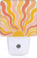 Groovy Boho Sun Night Light, Night Light Plug into Wall with Dusk to Dawn Sensor, LED Lamp Energy Saving Lights for Men Women Boys Girls,Lamp for Bedroom Bathroom Hallway