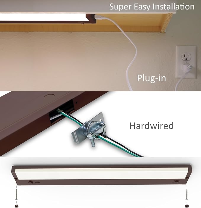 Under Cabinet Lighting Plug in or Hardwired Built-in Dimmer, 32 Inch 16W, 5CCT 2700/3000/3500/4000/5000K, Linkable Counter Lights for Kitchen, ETL Dimmable LED Light Fixture, Bronze