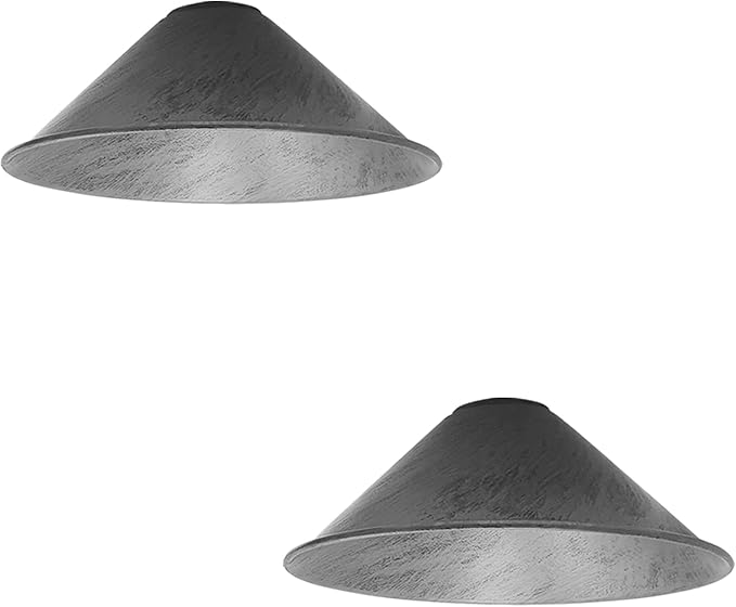 Brushed Silver Cone Pendant Light Shades Metal Farmhouse Hanging Light Fixture Replacement Lamp Shades for Ceiling Fan or Kitchen Island Lightingd (Brushed Silver, Pack of 2)