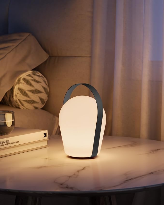 Cordless Lamp for Patio Decor,Patio Lights Outdoor Waterproof IP65,Rechargable 500mAh Li-ion Battery Outdoor Patio Lights,Unique Outdoor Lamp with Ambient Lighting, Table Decor,Charcoal