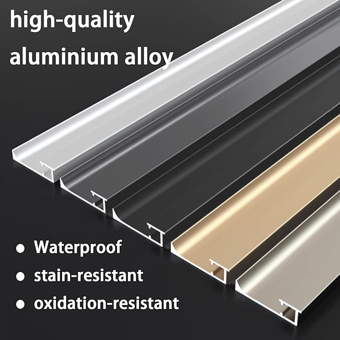6Pcs LED Aluminium Metal Baseboard Trim, Matte Black 50mm x 2500mm 1.97" x 8.2' Total 49.2 ft LED Light Aluminum Wall Base Board Cover Molding Skirting Trim, Embedded Mount Down Light B Style