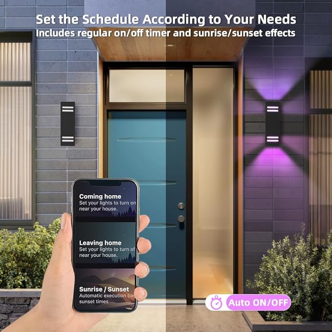 KIZON Smart Porch Lights Color Changing, Ambience RGB WiFi Outdoor Sconce Lights App Control Black Exterior Light Fixture for House Porch Patio, Compatible with Alexa Google Assistant, ETL Listed