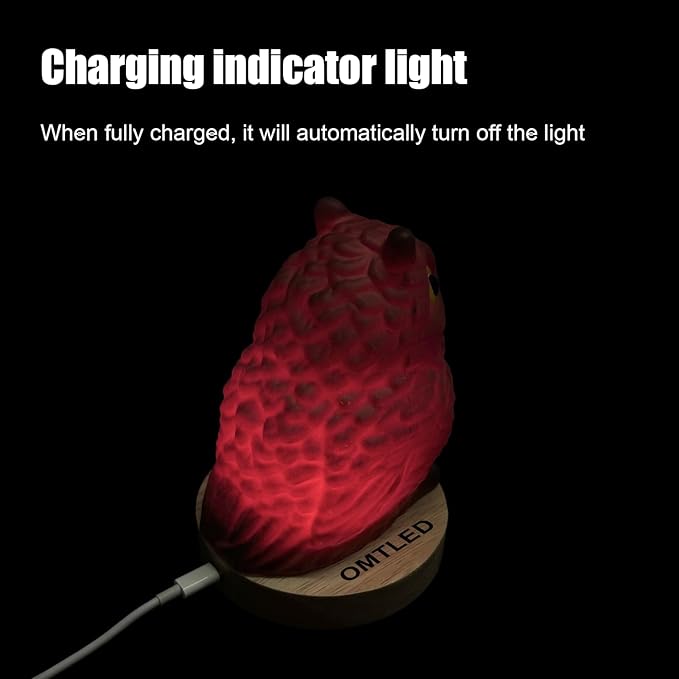 Owl Table Lamp, Dimmable Owl LED Night Light Rechargeable Outdoor Cordless Night Light with Remote Control Portable Touch Control Desk Bedside Lamp for Bedroom Dining Room Office Dorm Garden (L)