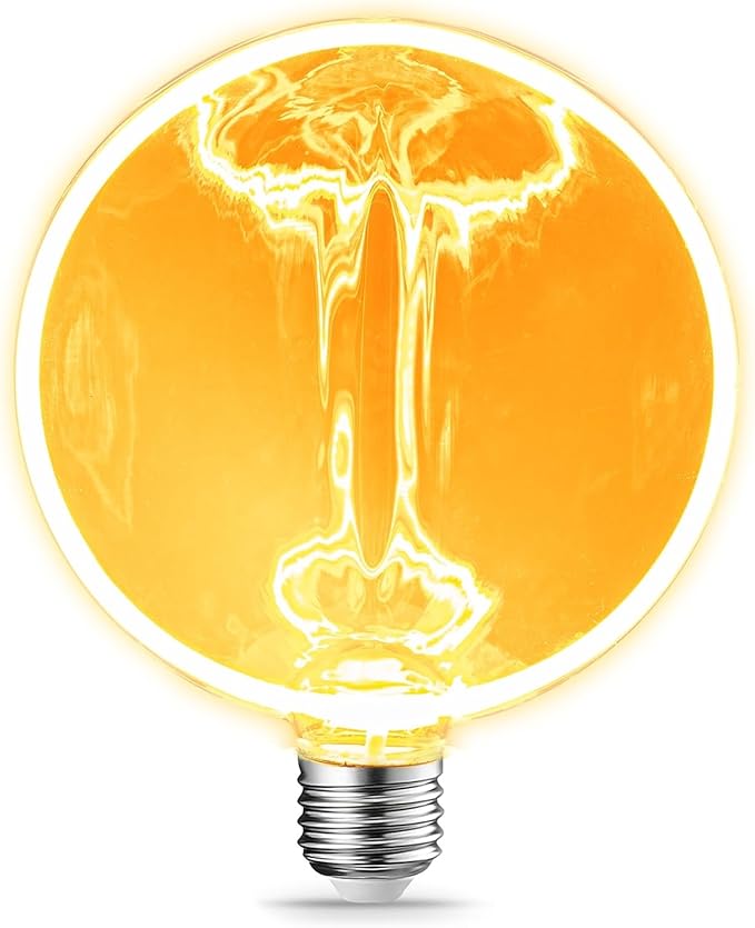 Decorative Light Bulb Unique Globe Bulb 40 Watt Equivalent, Dimmable Spiral Filament Large E26 Vintage Edison LED Light Bulb 4W 1800K Amber Glass