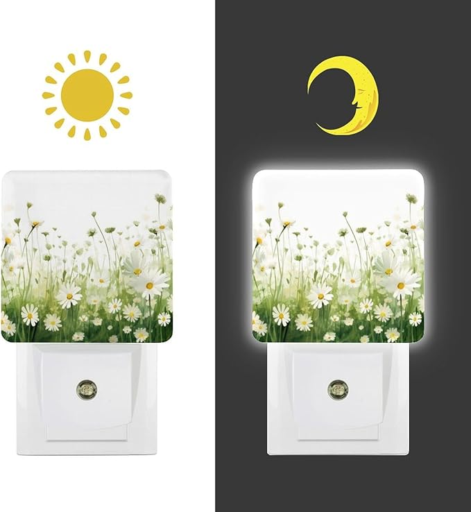 Flowers Night Light, Plug into Wall Decor Nightlights for Bedroom, Bathroom, Hallway, Kitchen, with Dusk to Dawn Light Auto Sensors LED Night Lights for Boys Girls Women Men Room Gifts