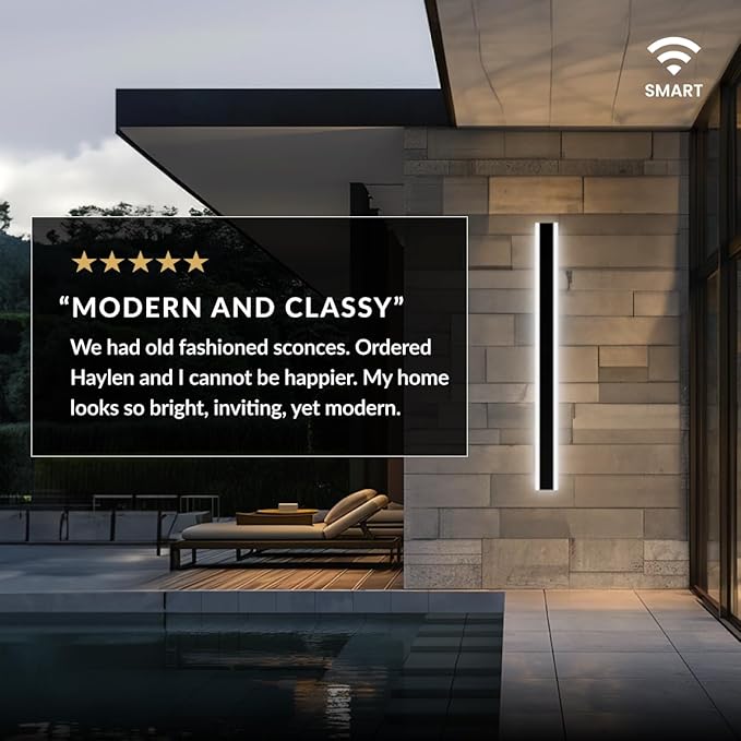 𝗠𝗢𝗗 𝗟𝗜𝗚𝗛𝗧𝗜𝗡𝗚 Waterproof Outdoor Wall Light with Smart Home App, Wi-Fi/Bluetooth, Adjust 3000K-6000K & Brightness, LED Long Porch Lights with App Control, 1-Pack (31" | Smart Home)