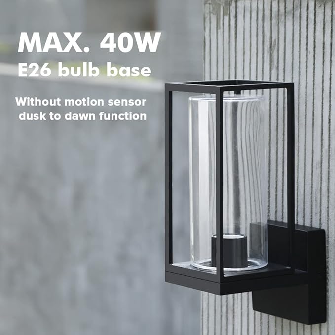 LUTEC Flair 5288801012 Outdoor LED Wall Sconce, Matte Black Porch Light Fixtures, Outdoor Coach Light with Clear Glass Shade, Exterior Light Fixtures Wall Mount