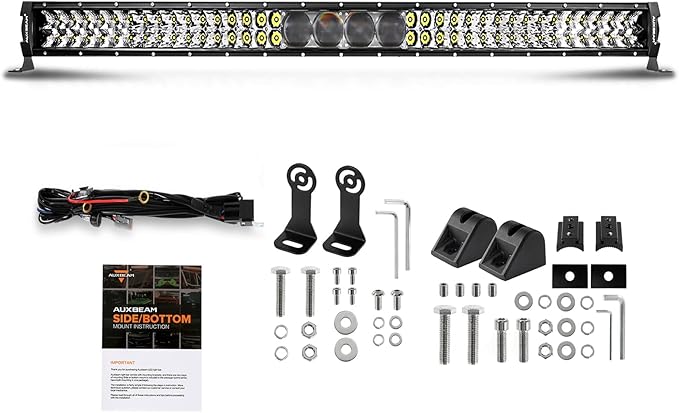 Auxbeam 42 Inch LED Light Bar 360W 44000LM 5D Pro Lens Off Road Driving Light, Flood Combo Fog LED Work Light with 10FT Wiring Harness Kit