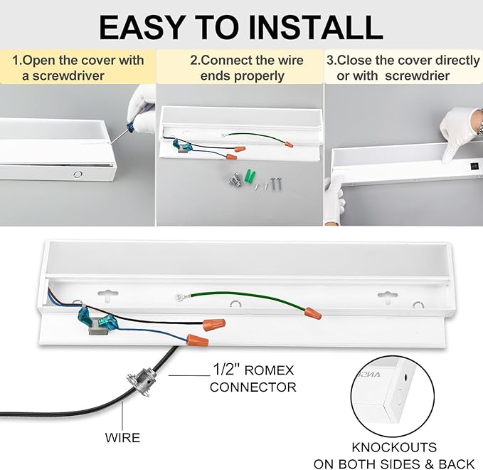 Ansen Hardwired Under Cabinet Lighting, 18inch&48inch LED Light for Kitchen/Closet