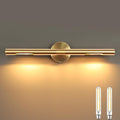 Wall Sconces,Hardwired Wall Light 24" 3200K Gold Picture Light Rotatable 360° for Wall, Bathroom Vanity Lights for Artwork Poster Portrait Library Display
