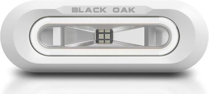 Black Oak Low Pro™ Marine Spreader Light – 2000 Lumens, 120° Beam, IP69K Rated – Flush Mount LED Deck/Dock Fixture for Boats (White Housing, White Halo)