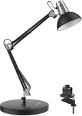 LEPOWER Metal Desk Lamp, Adjustable Goose Neck Architect Table Lamp with On/Off Switch, Swing Arm Desk Lamp with Clamp, Eye-Caring Reading Lamp for Bedroom, Study Room &Office (Black)