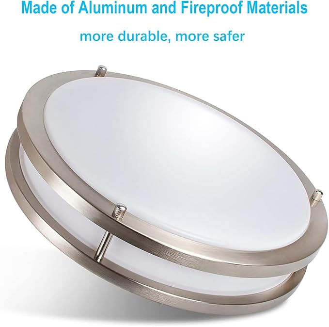 Drosbey 48W Dimmable LED Ceiling Light Fixture, Kitchen Light Fixtures, 13.2 inch Flush Mount Ceiling Lights for Bedroom, Bathroom, 2700K/3000K/3500K/4000K/5000K Selectable, Super Bright 5000LM