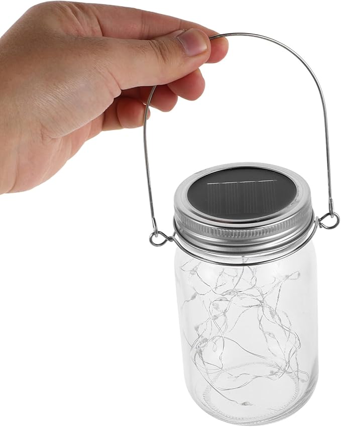 Solar Jar Bottle String Lights Outdoor Decorative Solar Can Lights for Patio Garden Party Lighting, Romantic Waterproof LED String Lamp for Backyard and Events