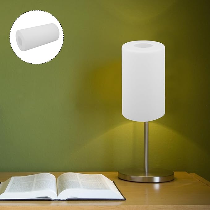 PRETYZOOM Cylinder Glass Lamp Shade Replacement for E27 Socket Table and Floor Lamps Frosted White Glass Light Shade Cover for Bedroom and Home Sized 7.87X7.87X3.94 Inches
