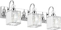 Ralbay Chrome Crystal Bathroom Vanity Light - 3-Lights, 24" Modern Wall Light Fixtures