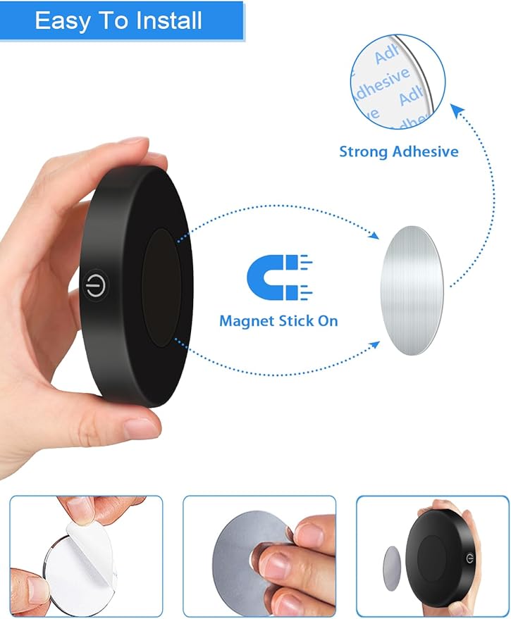 WILLED Tap Light Rechargeable, 6000K Dimmable Touch Light Buit-in 1000mAh Large Battery, Stick on Closet Light, Portable LED Puck Night Lights for Cabinet, Wardrobe, Counter, Kitchen, Bedroom (2 Pack)