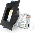 Adetu 4 Inch Anti-Glare LED Downlight,Dimmable Ceiling Light with 5CCT Reset,Selectable from 2700K to 5000K - 12W 1080LM, ETL Certified (Black, 1 Pack Square)