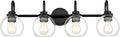 Bathroom Light Fixtures, 4-Light Matte Black Vanity Lights with Globe Clear Glass, 30 Inch Modern Vanity Lighting Fixtures Over Mirror, AD-22280-4W-BK