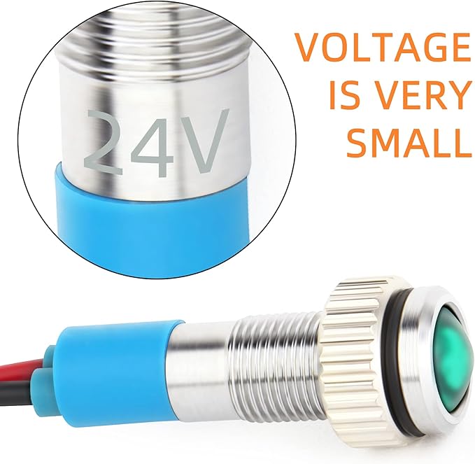GASHER 12V/24V/110V 20mA Energy Saving Indicator Light Mounting Hole Size 6mm Green Yellow Red Blue White (24V) 5 PCS