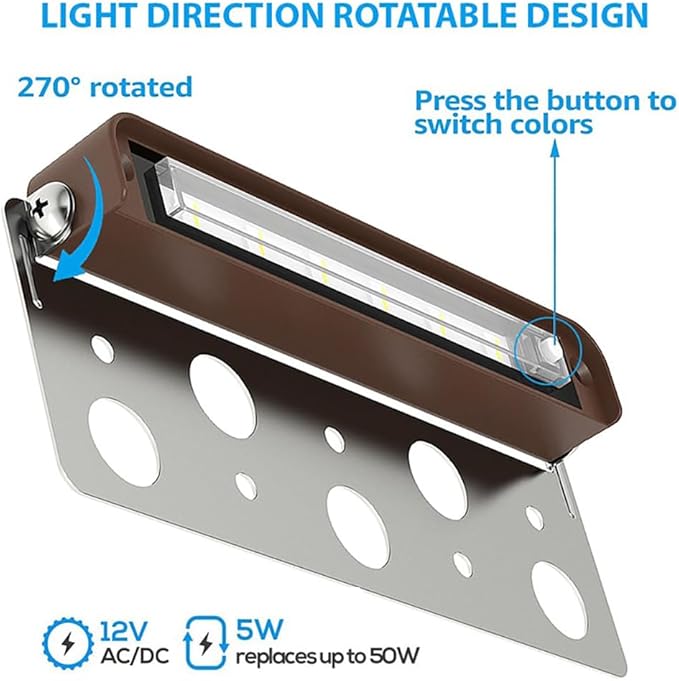 7 Inch LED Retaining Wall Light, 5W Hardscape Paver Light 5CCT 2200K-5000K Tunable White, 12-24V Low Voltage Outdoor Step Light, 270° Rotatable ETL Listed Landscape Lighting for Patio, Deck, Stairs