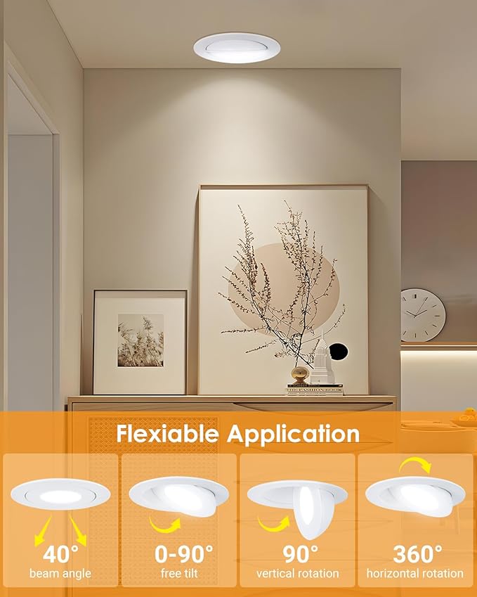 3 inch LED Recessed Light - 7W Gimbal Canless Oil-Rubbed Bronze Soffit Intertek Lighting,Dimmable Eyeball Fixture ,360° Adjustable Ceiling Spotlight for Bedroom, Wall Art, Accent Lighting 6Pack BZ