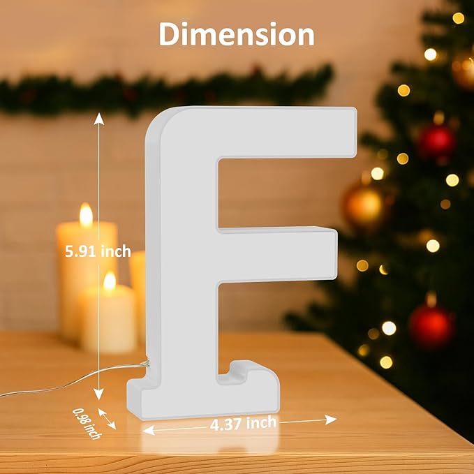 Light Up LED Letter Lights – USB Powered Color Changing Alphabet Sign, APP Controlled Night Light for Bedroom, Party, Birthday, Christmas & Valentine Decorations,F