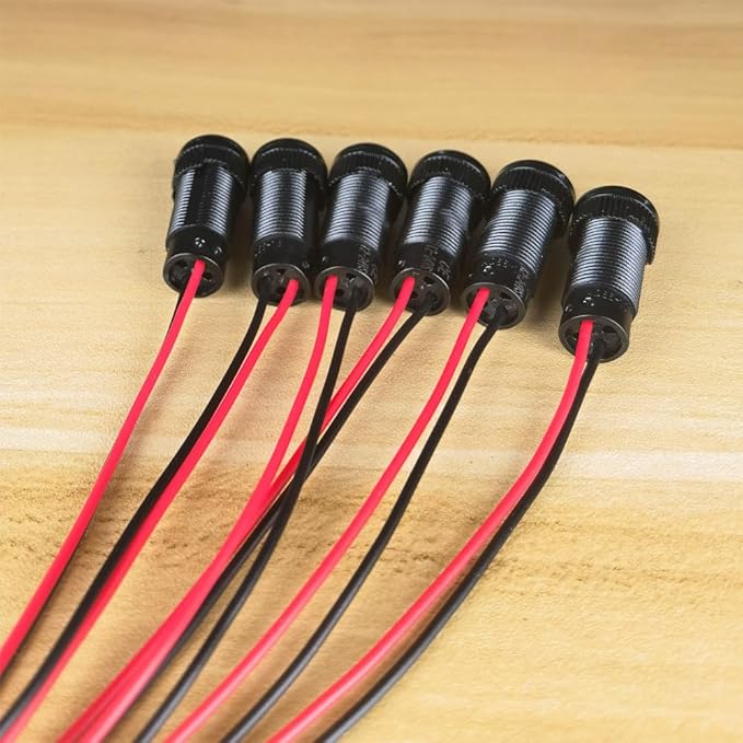 6pcs White LED Indicator Pilot Light AC/DC 12-24V Mounting Hole Size 10mm(Flame Retardant Plastic Shell)