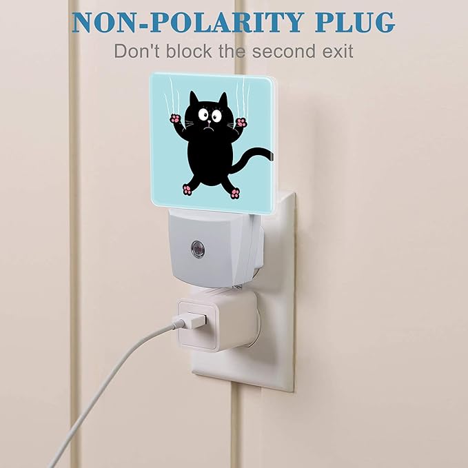 Cartoon Black Cat Claw Scratch Glass Night Light for Kids, LED Night Light Plug into Wall with Dusk to Dawn Sensor for Girls Boys Women Room Decor,Hallway,Kitchen,Bathroom,Nursery,Stairs