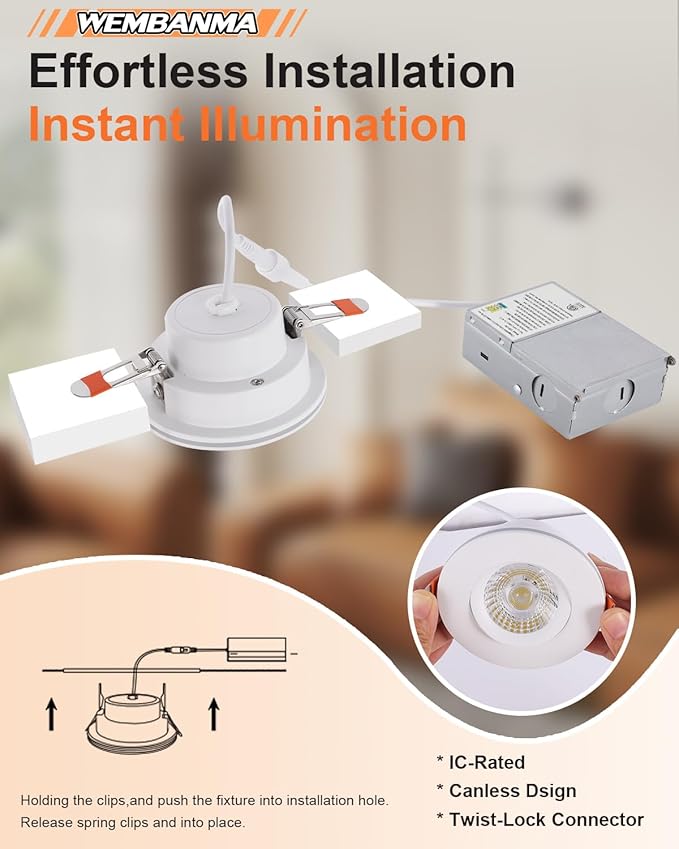 3 Inch LED Recessed Lights, Dimmable Gimbal Lights with Night Light, 360° Rotation, 8W+3W, Canless, ETL Certified, Perfect for Soffit, Kitchens, Hallways, and Indoor Use, White, 6 Pack