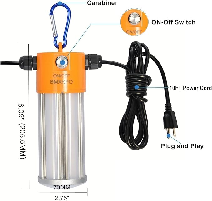 LED Suspended Jobsite Light（ 300 watt Equivalent） Linkable Temporary Work Construction String Light,with 3 Prong Plug 10FT 18AWG Heavy Duty Power Cord
