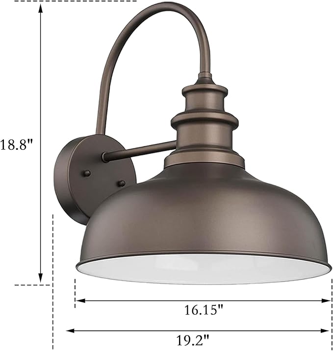 Bestshared 16 Inch Large Farmhouse Barn Light Industria Wall Mount Light Fixture Exterior Sconce Lighting Outdoor Wall Lantern Light Vintage Farmhouse Lamp for Porch,Garage(ORB+White, 16"-2pack)