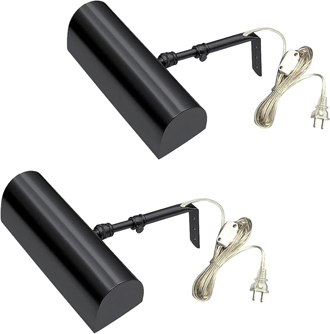 Royal Designs, Inc. Plug-in Picture Light, Gallery Lighting, 12 ft Cord with in-Line Hi/Low/Off Switch, PLP-2008-8-BLK-2, Black, 8.75 Inches, Pack of 2