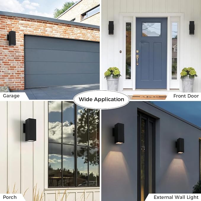 Cerdeco Aluminum Modern Outdoor Wall Sconce,10.75" Exterior Up or Down One Light Fixture Matte Black for Porch Patio Garage Light [ETL Listed]