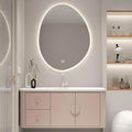 60IN Pink Modern Bathroom Vanity - Bathroom Vanities Set with 2 Drawers Wall Mounted | Rounded Corner Smart Defogging Mirror Cabinet with Lighting & Time Display, Side Opening Storage Shelf (Style B)