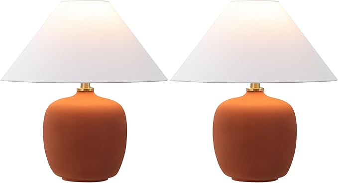 JONATHAN Y JYL5600C-SET2 Delphi 18.25" Minimalist Scandinavian Resin/Iron LED Table Lamp for Bedroom, Living Room, Office, College, Book Case, Nightstands and Coffee Table, Matte Wine Red (Set of 2)