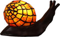 Tiffany Style Red-Brown Snail Accent Table Lamp Handmade Stained Glass Shade Night Light for Kids with 3 Color Temperatures LED Bulb Ideal Gift for Home Decor (8" D x 5" W x 5" H)