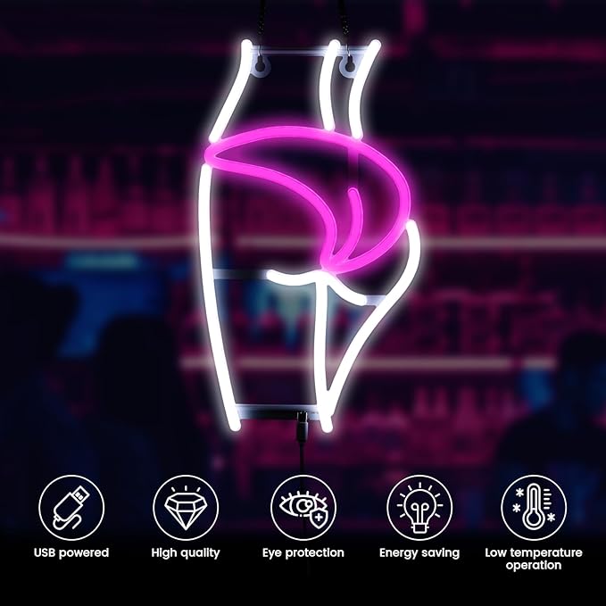 Lady Neon Sign, USB Powered, 8.3"×14.2" Dimmable Metal LED Neon Lights, Wall Decor for Bedroom, Party Pub, Kids' Room, Home Decoration, Man Cave, Gaming Room