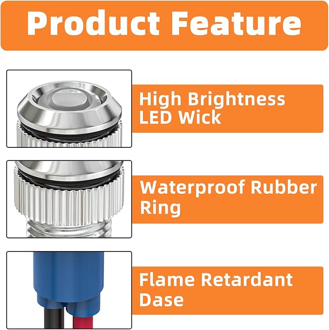 GASHER 5 PCS Energy Saving Indicator Light, LED Light 12V/24V/110V 20mA Panel Mount Light, Mounting Hole Size 8mm(5/16inch) White LED (24V)
