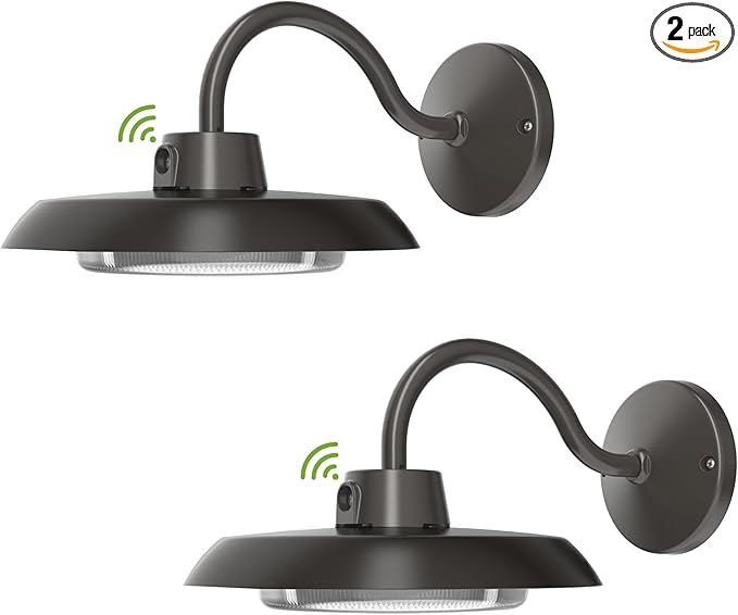 35W LED Gooseneck Barn Light 8 Inch Outdoor Farmhouse Wall Light with Dusk to Dawn Photocell Pole/Wall Mounted Area Light for Barn Garage Yard Warehouse 120VAC 4000K 3100LM UL Listed Dark Bronze 2PK