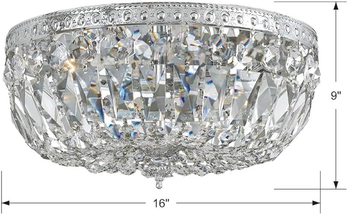 Crystorama Ceiling Mount 16" Wide Brass Crystal 3-Light Ceiling Light