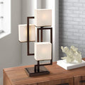 Possini Euro Design Lighting on The Square Modern Table Lamp 24" High Roman Bronze Brown Geometric Metal Opal White Glass Shade for Bedroom Living Room House Home Bedside Nightstand Office Family