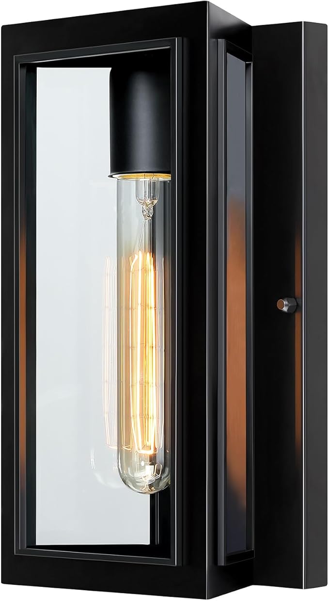 Outdoor Wall Lights, Modern Black Exterior Light Fixture Wall Mount for House Front Porch Light,Anti-Rust Outside Wall Sconces for Patio Garage Entryway Door,Bulb Included