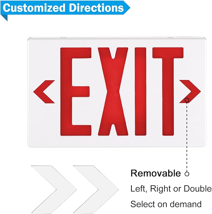 SPECTSUN 4 Pack Led Exit Sign with Battery Backup, Hradwired Red Exit Light LED - 4 Pack, Lighted Exit Sign Bulb/Exit Combo Light/Battery Exit Sign/Lighted Exit Sign Battery Powered