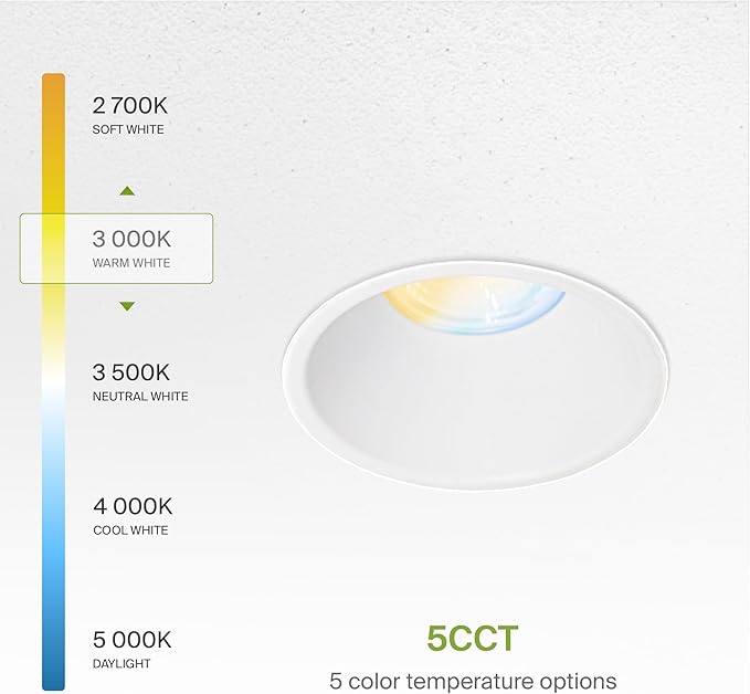 ASD Trimless 2 Inch LED Recessed Lighting, 15W 120-277V Commercial Downlight, Canless Dimmable Lights for Ceiling with J-Box, 5 CCT 2700K-5000K, CRI 90+, IC Rated, ETL, Energy Star, White