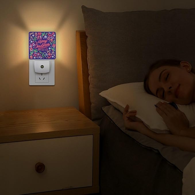 Merry Chrismas Night Light, Plug into Wall Decor Nightlights for Bedroom, Bathroom, Hallway, Kitchen, with Dusk to Dawn Light Auto Sensors LED Night Lights for Boys Girls Women Men Room Gifts