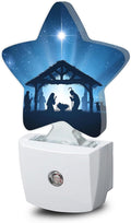 Christmas Nativity Scene Dusk to Dawn Star Night Light,Starry Sky Smart Sensor Nightlight for Bedroom Kitchen Hallway Stairs,Plug-in Energy Efficient Decor Desk Lamp Women Men Gifts