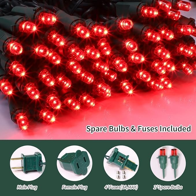 LAMPHOME 60LED Red Valentine Lights, Valentine Room Lights Green Wire, Connectable Plug in red Christmas String Light Indoor Outdoor for Christmas Bedroom Valentines Party