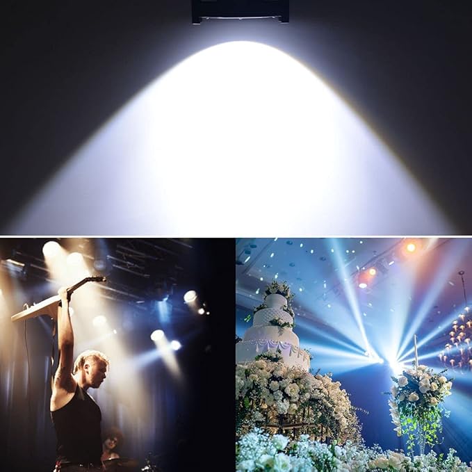 Seven Stars 200W COB Lights LED Par Light Warm White & Cool White Stage Wash Lights, DMX Stage Lights for Church/Theater/Party/Stage Show/Club/Karaoke/Photo Studio (4 Pack)