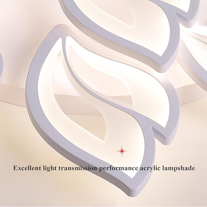 JAYMP 39.4" Flower Shaped Ceiling Light Dimmable Modern Ceiling Lamp Remote Control LED Lighting Fixture for Living Room Kitchen Dining Room (White/15 Petals)